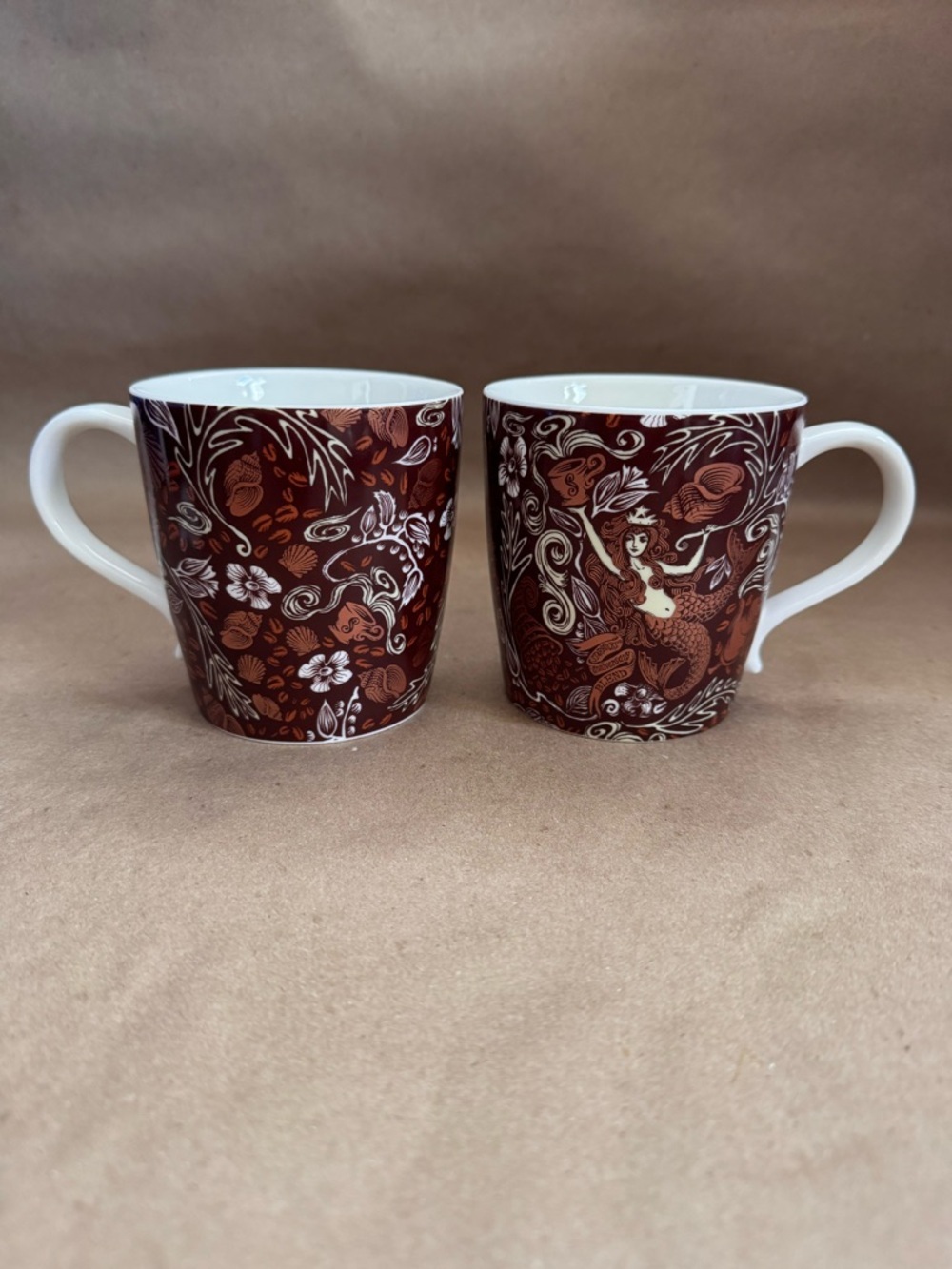 Set of 2 Starbucks 2008 Anniversary Blend Copper Siren Mug. 12 fl oz